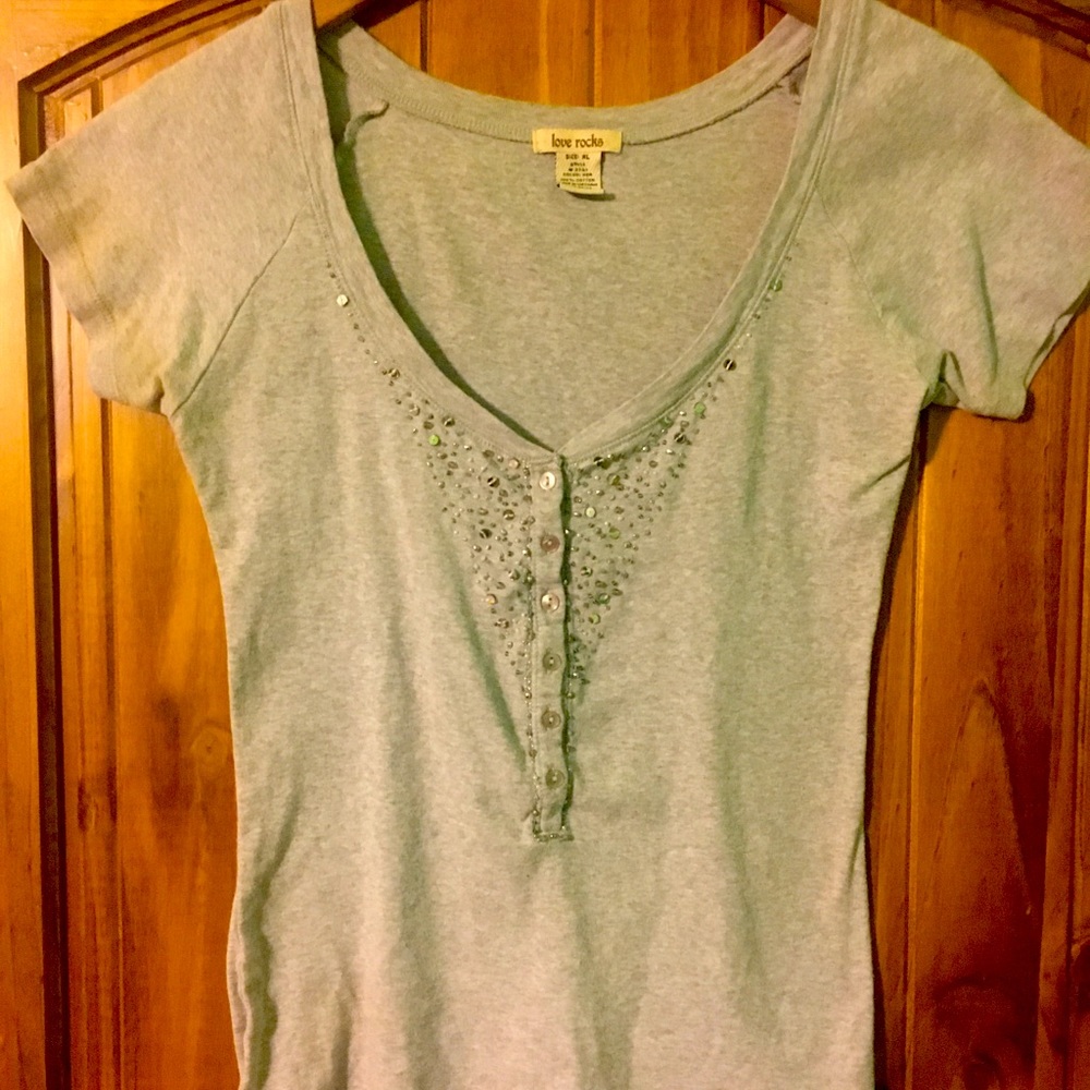 Gray top with rhinestones